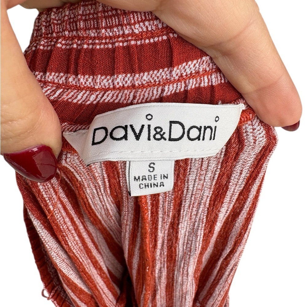 DAVI & DANI RUST STRIPE
RUFFLE CASUAL PANT sz small pockets preloved boho - Picture 3 of 13
